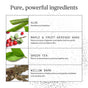 A chart titled Pure, powerful ingredients features aloe, maple & fruit-derived AHAs, green tea, and willow bark—showing how Ursa Major’s Essential Face Tonic hydrates, exfoliates, and soothes for clearer skin.