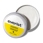 A round metal tin with a partially opened lid reveals creamy white shampoo inside. The label reads Everist The Shampoo Concentrate Tin, featuring bond repair technology, net weight 100ml / 3.4 fl oz.