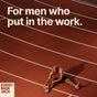 A man in athletic clothes stretches on a running track. Text reads, For men who put in the work. Featuring long-lasting freshness, Every Man Jack Aluminum-Free Deodorant for Men, Naturally Derived logo appears in the bottom left corner.