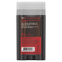 Back of an Every Man Jack Aluminum-Free Deodorant for Men, Naturally Derived stick showing ingredients with naturally derived odor fighters, usage instructions, and a brief scent description. A barcode is displayed at the bottom. The black container features red and white text with a translucent cap. This deodorant is aluminum free and provides long-lasting freshness all day.
