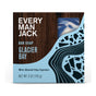 Every Man Jack Cold Plunge Bar Soap in Glacier Bay scent blends mint, eucalyptus, glacial clay, and cypress. The 5 oz (142 g) bar comes in a box with wood and blue glacier graphics featuring a swirl design.