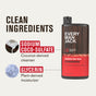 Every Man Jack Body Wash in Cedarwood is featured, with text noting clean ingredients: sodium coco-sulfate (coconut-based cleanser) for a deep clean and plant-derived glycerin for moisture.