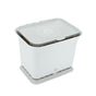 The Full Circle Fresh Air Compost Bin is a white, rectangular countertop bin with a flat, perforated lid and smooth sides, designed to keep kitchen waste odor-free.