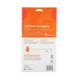 The back of the orange and white Full Circle High & Dry Cleaning Gloves packaging displays plastic neutrality info, hot water protection, sizing and care tips, a sustainability pledge, the Plastic Bank logo, and social media icons at the bottom.