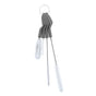 The Little Sipper Drinkware Cleaning Brush Set by Full Circle includes three white brushes with gray handles—a straw brush, a lid brush, and a bottle brush—all attached to a round white ring for easy storage.