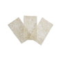 Three translucent rectangular Beachy Clean Coconut Scour Pads by Full Circle, each with a slightly textured surface and visible fibers, are arranged in a fan shape on a white background.