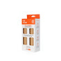 A box of Full Circle Clean Ocean Lint Roller Refill 4pk features four brown rolls in orange and white packaging with product details and icons, making it easy to remove pet hair eco-friendly.
