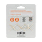 Back of a Full Circle Bag Clip package featuring sustainable bamboo clips, with product features and certifications highlighted. Two beige clips on strings are attached to the bottom of the package through punched holes.