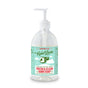Rebel Green Fresh & Clean Hand Soap comes in a clear pump bottle with a green and white label featuring Earth and clouds. This plant-based soap, scented with frankincense and pine, gently nourishes skin and supports your natural moisture barrier.