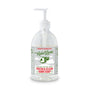 Rebel Green Fresh & Clean Hand Soap comes in a clear pump bottle with a white label featuring green and red text, a green globe graphic, and highlights that it’s unscented, nourishing, plant-based, and fragrance-free.