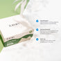 A box of Fomin Clean Facial Towels Bamboo sits on a white surface, with text noting its hypoallergenic, skincare essential, and multi-use benefits next to green and blue checkmark icons.
