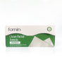 A box of Fomin Clean Facial Towels Bamboo, featuring a green and white design and containing 25 extra large plant-based facial towels. A disposable face towel is pictured on the front of the box.