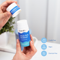 A person holds a Fomin Deodorant Stick with the cap off. The label shows it’s eco-conscious, fragrance-free, chemical-free, aluminum-free, cruelty-free, vegan, and expertly neutralizes odors.