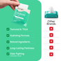 A hand holds a Fomin Deodorant Wipes W/ AHA packet. Beside it, a chart highlights Fomin’s textured, hydrating, natural, long-lasting, odor-fighting wipes with Mandelic Acid—features that set them apart from other brands.