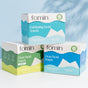 Three boxes of Fomin Clean Facial Towels Bamboo are stacked together in green, white, and blue packaging—ideal for sensitive skin.