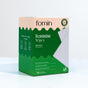 A green and beige box of Fomin Feminine Wipes for sensitive skin with aloe vera contains 15 individually wrapped organic cotton wipes, offering gentle cleansing benefits for vaginal health.