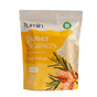 A yellow and white resealable pouch labeled Fomin Shower Steamer - Spiced Orange shows orange slices and ginger, emphasizes aromatherapy benefits, and contains 12 tablets with natural essential oils for recovery.