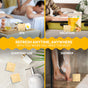 A collage shows a spa scene, shower, and suitcase with Fomin Shower Steamer - Spiced Orange by the sink, highlighting how 16 mini steamers with essential oils refresh you anytime—ideal for spa days, vacations, or daily use.