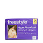 A package of Freestyle Tree Free Bamboo Diapers, size 2 for 12-18 lbs, contains 32 eco-friendly diapers. The purple packaging features a photo of a smiling woman holding a baby.
