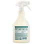 Mrs. Meyer's Fabric Freshener Spray comes in a clear bottle with a white trigger and green label showing product info. The light yellow liquid provides an odor-fighting, long-lasting scent for fabrics.