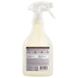The Mrs. Meyer's Fabric Freshener Spray comes in a clear bottle with a white trigger cap and features a back label with product info, usage instructions, and ingredients for an odor-fighting, long-lasting aromatherapeutic air and fabric spray.