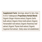 The Fire Cider Wellness Tonic by Wooden Spoon Herbs features a proprietary herbal blend with organic ginger, garlic, onion, horseradish, rosemary, thyme, cayenne fruit extracts, and apple cider vinegar. Serving size: 15 ml; about 15 servings per container.