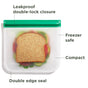 The (re)zip Flat Sandwich Bag is a compact PEVA food storage bag with a green, leakproof double-lock closure and double edge seal. Freezer safe and reusable, it’s perfect for keeping your sandwich fresh at lunch.
