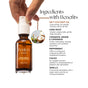 A brown glass dropper bottle labeled Foria Intimacy Awaken Arousal Oil with Organic Botanicals is shown. Text to the right highlights its natural aphrodisiacs, like MCT coconut oil, kava root, and vanilla, to enhance pleasure and arousal.
