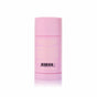 A pink cylindrical Foxly Deodorant stands upright, back label visible with white text and barcode. This aluminum-free deodorant offers 24-hour odor protection. Plain white background.