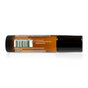 A brown glass roll-on bottle with a black cap featuring a white label displaying directions, ingredients, barcode, and manufacturer contact information. Plant Therapy’s Facial Oil Roll-On - Wrinkle Eraser is expertly formulated to support skin hydration and provide anti-aging benefits.