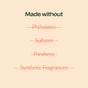 Text graphic reads: Made without, followed by a list with Phthalates, Sulfates, Parabens, and Synthetic Fragrances—all crossed out in red. The soft beige backdrop emphasizes Plant Therapy’s commitment to clean beauty in their Facial Oil Roll-On - Wrinkle Eraser, ideal for those looking for skin hydration and anti-aging support.