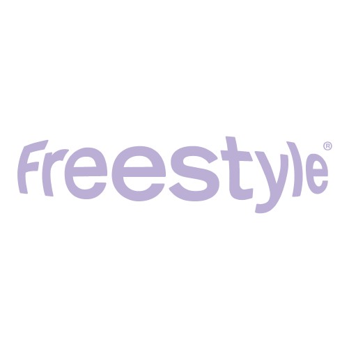 The word freestyle in lowercase, light purple letters on a light gray background.