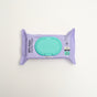 A pack of Freestyle Soft & Clean Jumbo Baby Wipes with a turquoise flip-top lid, purple packaging, and a label showing 72 bamboo wipes for sensitive skin and eco-friendly claims is placed on a white background.