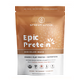The Chocolate Maca Epic Protein by Sprout Living offers 20g of organic plant protein and superfoods per serving. Its vegan, nutrient-rich formula comes in a pouch with rich brown tones and a sealed top for convenience.