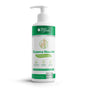A white and green bottle of Marie Originals Eczema Moisturizing Lotion with a pump dispenser features a label highlighting soothing, restorative benefits for sensitive, dry itchy skin. Hypoallergenic formula.