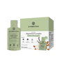 A packet and box of Cymbiotika Liposomal Magnesium Complex Packets - Cognitive + Stress Support in vanilla almond flavor, with icons and text highlighting stress, brain, and heart health benefits, plus almonds near the box for enhanced magnesium absorption.
