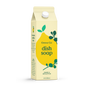 A cream-colored, carton-shaped 32 fl oz Grove Co. Dish Soap features a large lemon with green leaves and a label reading Lemon & Eucalyptus. This natural soap cuts through stuck-on messes.