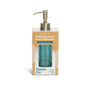 The Grove Co. Hand Soap Dispenser - Winter Collection comes in a ribbed aqua glass bottle with a metal pump, packaged in a cardboard box labeled 