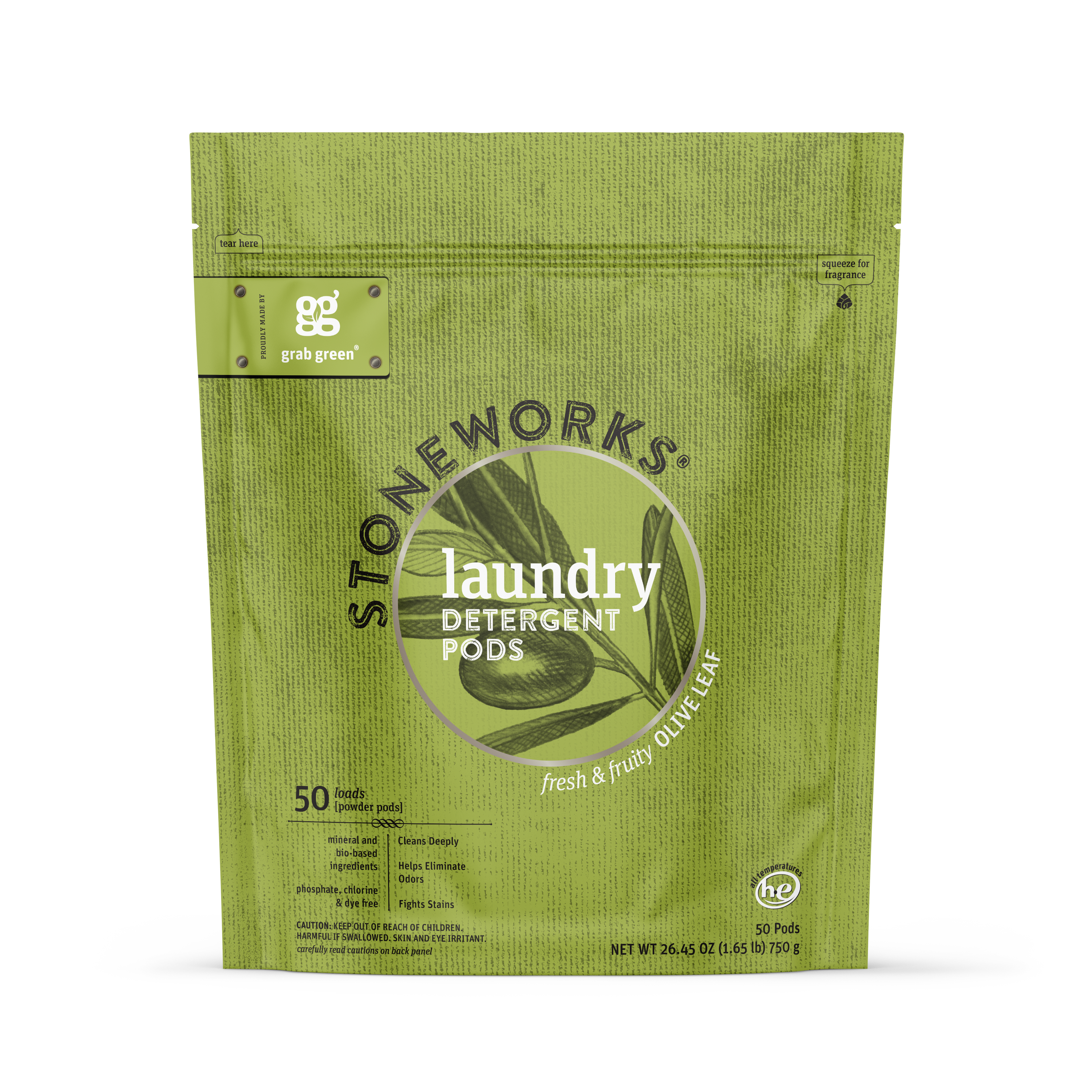 grab green Stoneworks Laundry Detergent Pods - Olive Leaf - 50 pods ...