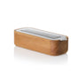 The AdHoc Cut'N Serve Fine Rectangle Grater features a rectangular acacia wood bowl with rounded edges and a silver grater on top, shown against a white background.