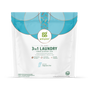 A white and teal grab green bag of 3 in 1 Laundry Detergent Pods - Fragrance Free, for 132 loads. The natural, mineral-based formula removes stains and contains no phosphates, dyes, or masking agents.