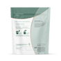 Back of a green and white resealable grab green pouch for 3 in 1 Laundry Detergent Pods - Vetiver, featuring directions, product details, and ingredients in black and green text.