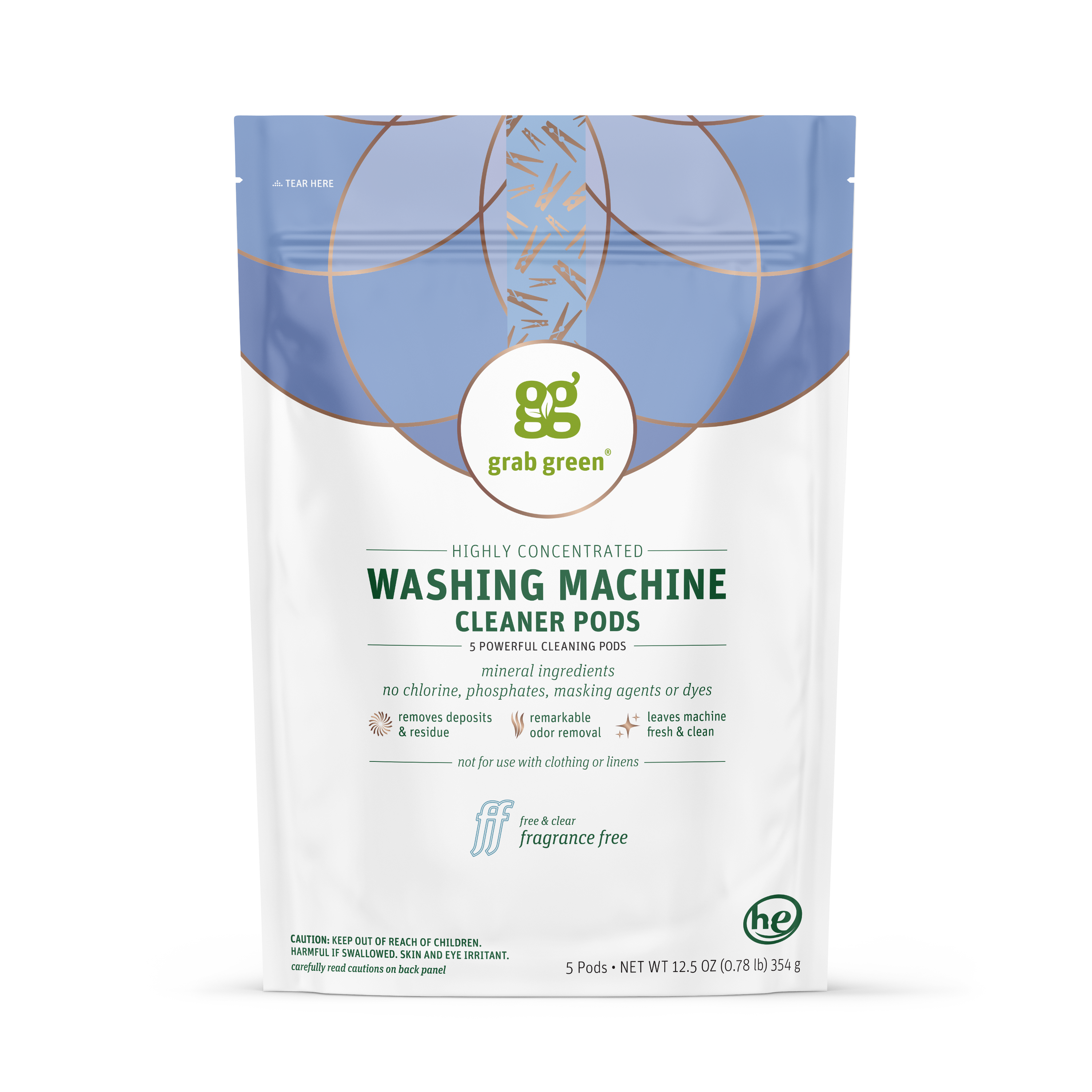 grab green Washing Machine Cleaner Pods - Fragrance Free - 5 pods ...