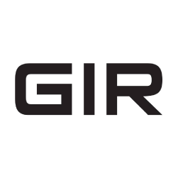 The image shows the word GIR written in bold, black, modern sans-serif capital letters on a light gray background.