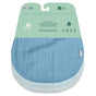 Pack of three 100% Certified Organic Cotton Muslin Burp Cloths by Green Sprouts in calming blue hues. These hypoallergenic essentials come packaged with a green label detailing branding and product information.