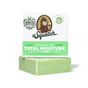 Dr. Squatch Men's Total Moisture Soap is a green bar for sensitive skin, made with natural butters and green tea butter. The packaging has a Sasquatch cartoon and notes "calming" and "no added fragrances.