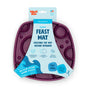 The West Paw Seaflex Bubbles Feast Mat is a purple, all-in-one slow feeder and lick mat with raised patterns. It features two-sided use, is BPA-free, FDA-compliant, and made from recycled ocean-bound plastic.
