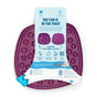 The West Paw Seaflex Bubbles Feast Mat is a purple, square slow feeder and lick mat for pets with raised patterns. In packaging, the label reads The Fun Is in the Feast and describes its all-in-one enrichment benefits.