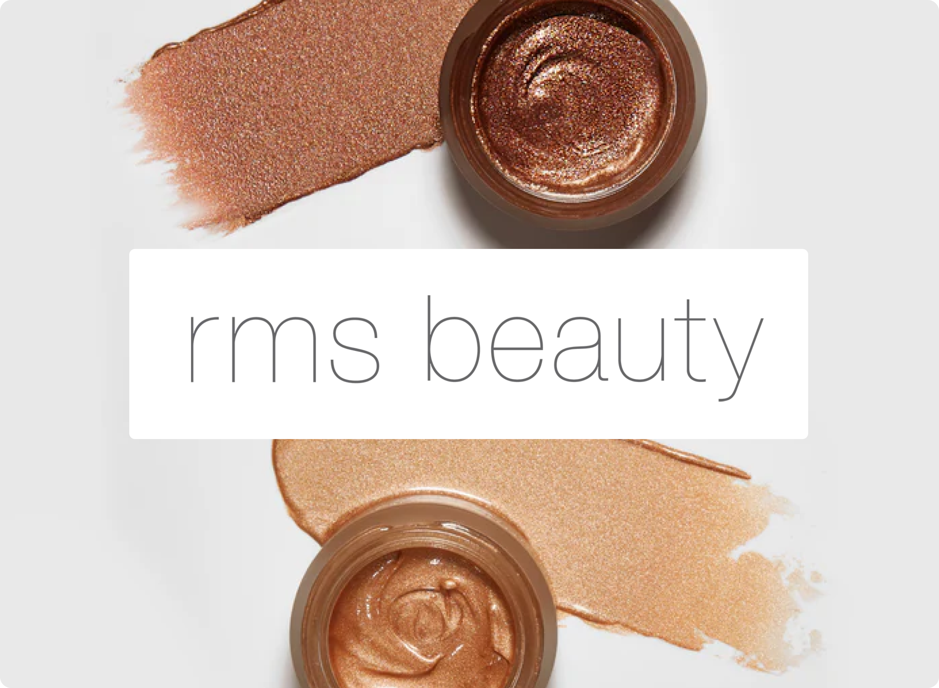 RMS Beauty makeup product with swatches on a white background