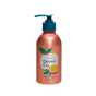 The Grove Co. Hand Soap is a copper-colored bottle with a blue pump, featuring a fruit illustration and labeled Passion Fruit & White Peach. It promotes eco-friendly messaging and plant-based ingredients in recyclable aluminum. Bottle size: 12 fl oz (226 ml).